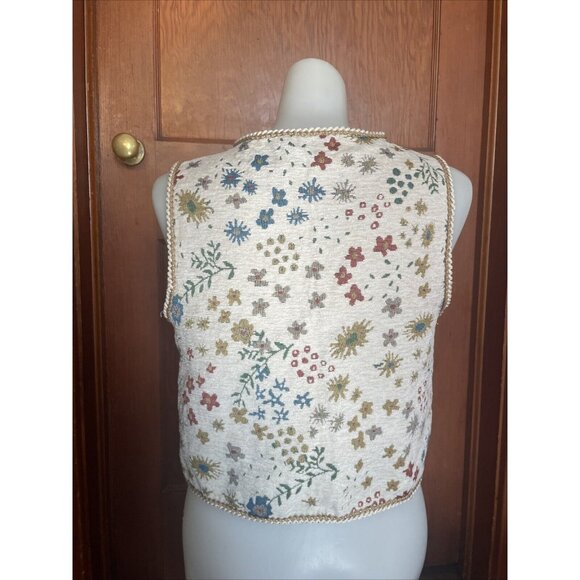 Floral Tapestry Vest Cottage Core Tie Front Sz Small - Picture 7 of 8